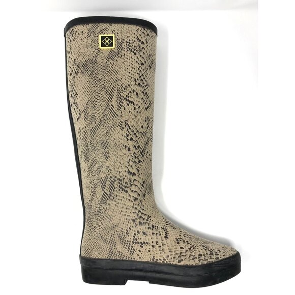 DAV Rubber Rainboots Snake Skin Women's Size 8 - Picture 1 of 9